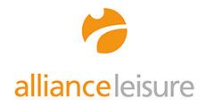 Logo of Alliance Leisure, featuring a stylised orange icon and the company name in grey, representing leisure and fitness services in the UK.