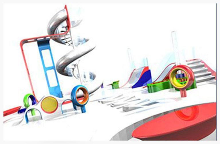 Colourful children's playground featuring a large slide, climbing structures, and various play areas designed for fun and physical activity. Ideal for outdoor recreation and fostering social interaction among kids.