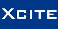 Logo of Xcite, a retail brand known for electronics and technology products, displayed on a blue background.